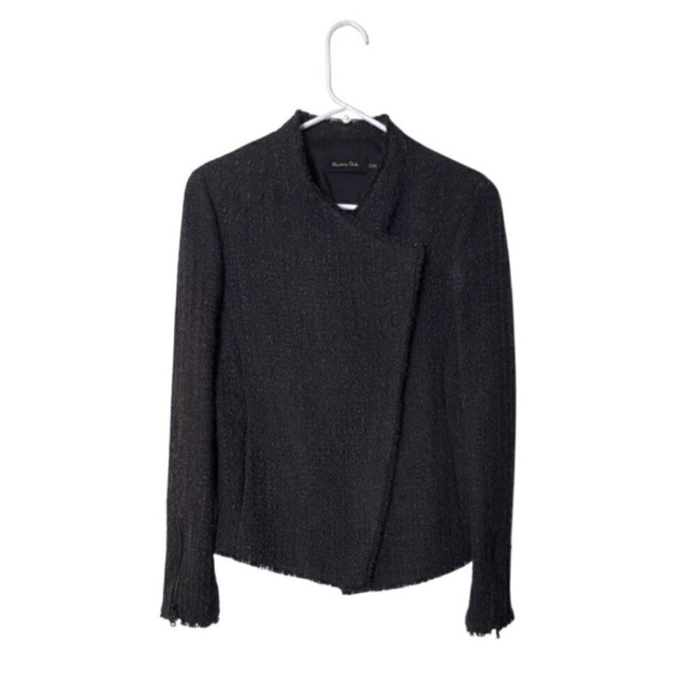 Massimo Dutti Womens Asymmetrical Wool Blend Jacket With Zippers